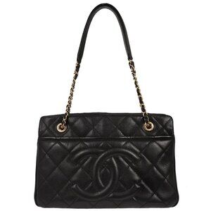 Chanel Black Calfskin Timeless CC Chain Tote Bag